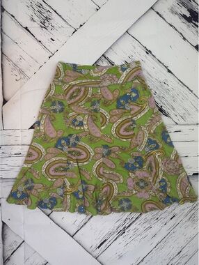 Cabi Cottage Boho Paisley Flare Skirt Flounced Stretch Midi Mini Women’s XS